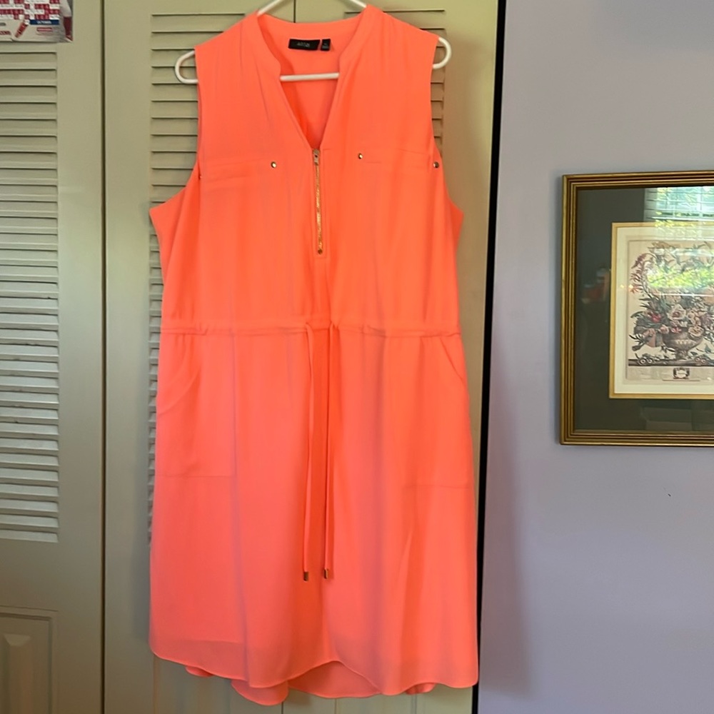 Bright coral pocket dress